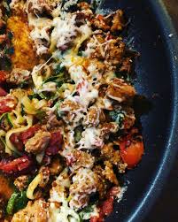 If you're looking for ground italian sausage recipes, you can easily swap the sliced italian chicken sausage links i used in this recipe for ground sausage. Lil Piece Of Hart Low Carb Italian Sausage Skillet One Pan 20 Minute Meal