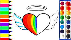 Collection by it's all about hearts. Angel Rainbow Heart Coloring Page Learn Colors For Girls Youtube