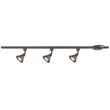 3 Light Hammered Antique Bronze Metal Shade Linear Track Lighting Kit For Sale Online