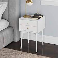 You're sure to love at least a few of these affordable bedside tables. Amazon Com Nathan James Harper Mid Century Side 2 Drawer Nightstand Accent Or End Table With Storage Wood White Furniture Decor