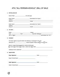 free all terrain vehicle atv bill of sale form pdf word rtf