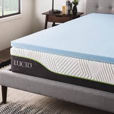 Lucid Comfort Collection 2 Inch Gel And Aloe Infused Memory Foam Topper King Hdlu20kk30gt The Home Depot Memory Foam Mattress Topper Foam Mattress Topper Mattress Topper