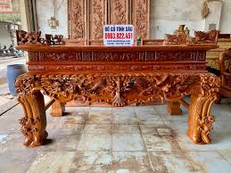 Sập Thờ Tứ Linh Chân 22 Gỗ Gõ Đỏ Đục Tay Kênh Bong (Hàng Đẹp)