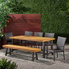 Outdoor kitchen + bar furniture. Gryphon Outdoor Rustic Acacia Wood 8 Seater Dining Set With Dining Bench Ebay