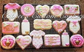 Custom Pink And Gold Baby Girl Shower Cookies Baby Shower Cookies Cutout Sugar Cookies Sugar Cookies Decorated