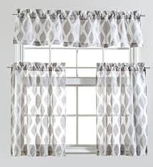Holden tier kitchen window curtain set. Mysky Home Fashion 3 Pieces Jacquard Kitchen Sheer Tier Curtains And Valance Set Grey Curtains Kitchen Curtains Valance