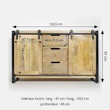 Enfilade Metal Et Bois 2 Portes Coulissantes 3 Tiroirs Porte Coulissante Buffet Porte Coulissante Meuble Porte Coulissante