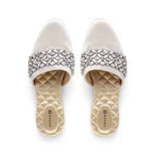 The Songbird In Snow Crystal Birdies Slippers Womens Slides Snow Crystal Bridal Slippers