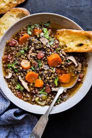 Lentil Soup With Quinoa And Mushrooms The Modern Proper Recipe In 2020 French Lentil Soup Lentil Soup Nutrition Lentils And Quinoa