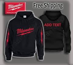 Milwaukee Tools Hoodie Red Print Gildan Custom Made Add