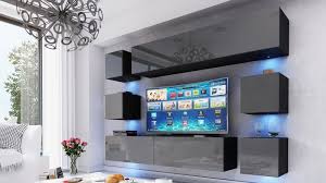 Wohnwand modern art in schwarz inkl. Kaufexpert Wohnwand Swirl Grau Hochglanz Schwarz 249 Cm Mediawand Medienwand Design Modern Led Beleuchtung Mdf Hochglanz Hangewand Hangeschrank Tv Wand