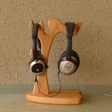 Tree Shape Nature Wood Headphone Stand For Double Headphone Set Hanger Home Wood Crafts In Wood Crafts F Wood Headphones Diy Headphone Stand Headphone Stands