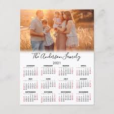 2021 Calendar Your Photo Family Name Holiday Postcard In 2020 2021 Calendar Custom Photo Calendar Postcard