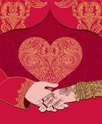Digital wedding invitation video dwv text slideshow youtube. Wedding Indian Invitation Card With Golden Heart India Marriage Template Beautifully Decorated Indian Bride Hand Stock Vector Illustration Of Hindu Married 105252064