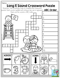 Long E Sound Crossword Puzzle Use The Clues To Complete The Crossword Puzzle Perfect Summer Fun This One Is Fo First Grade Phonics Phonics Activities Long E