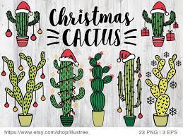 The christmas cactus has hanging flowers in shades of magenta and blooms, of course, near christmas. Cactus Christmas Trees For Christmas Cards Cacti Digital Clip Etsy Cactus Christmas Trees Christmas Drawing Christmas Clipart