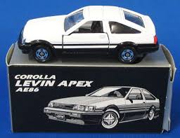 Tomica toyota corolla levin car model tranpio tomy mini car from japan. 1 61 Corolla Levin Apex Ae 86 White X Black Tomica Toyota Museum Custom Model Toy Hobby Suruga Ya Com