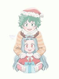 Bnha eri official art edits manga coloring tis the season it's baby magical unicorn's first xmas~ she is precious :'3. Deku And Eri Claus Coming To You Bearing Christmas Gift Artist Blushpinkmaniac Bokunoheroacademia