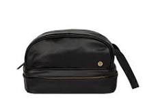 Large Black Leather Wash Bag with Pockets - Luxury ...