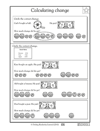 Money and finances can be quite a boring teaching topic. 2nd Grade 3rd Grade 4th Grade Math Worksheets Calculating Change Greatkids Money Math Second Grade Math Money Math Worksheets