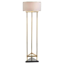 Limited Production Design Stock Contemporary Hotelier Triangular Floor Lamp Brass Finish Black Marble Base Organza Shade Floor Lamp Lamp Sconce Lamp