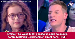 Emma is de jongste van drie, speelt al zes jaar viool en zou zichzelf prima kunnen begeleiden. Emma La Gagnante De The Voice Kids Gronde Matthieu Delormeau