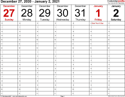 The free downloadable annual calendar allows you to view the full year calendar in a single page, which helps in planning schedule and events. Weekly Calendars 2021 For Word 12 Free Printable Templates