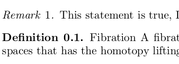 Remark Number In Italics Tex Latex Stack Exchange