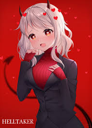 Share the best gifs now >>>. Anime Girls Helltaker White Hair Brown Eyes Horns Tail Blushing Sweater Suits Wallpaper Resolution 960x1338 Id 1174550 Wallha Com