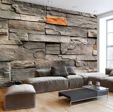 Brick wallpaper in the living room. Photo Wallpaper Wall Murals Non Woven 3d Modern Art Optical Illusion Brick Stone Effect Wa Stone Walls Interior Interior Wall Design Stone Wall Interior Design