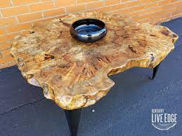 Handmade Coffee Table Live Edge Oyster Shape Tree Stump Industrial Modern Natural Wood Round Table By Kentucky Liveedge Custommade Com
