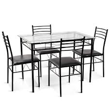 5 Pieces Dining Set Tempered Glass Top Table Kitchen Furniture In 2020 Dinner Table Chairs Kitchen Table Settings Dining Furniture Sets