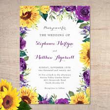 They are also an affordable flower, and their size lets you use fewer flowers to create a lush bouquet for even more savings. Watercolor Sunflower Wedding Invitations With Purple Roses Floral Border