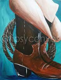 Get the best deals on painted cowboy boots and save up to 70% off at poshmark now! Cowboy Life Canvas Art Acrylic Paintnight Country Farmlife Canvas Painting Diy Painting Canvases Western Paintings