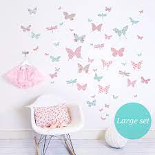 These peel & stick wall decals of butterlies are precut and easy to remove without damaging walls. Butterfly Wall Stickers Koko Kids