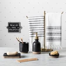 Black And White Hand Towels With Tassels Hand Towel With Tassel Black White Hearth Hand With Magnolia Blue Black Bathroom Tumbler Hearth Boho Bathroom