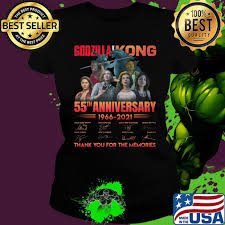 Kong as these mythic adversaries meet in a spectacular battle for the ages, with the fate of the world hanging in the balance. Godzilla Vs Kong 55th Anniversary 1966 2021 Thank You For The Memories Signatures Shirt Hoodie Sweater Long Sleeve And Tank Top