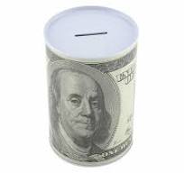 Tin Money Piggy Bank Savings 6.5" Franklin Coin Jar Box Saver Kids  Collection