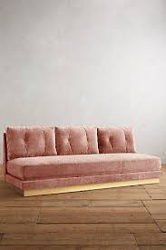 Balance the breezy look of the couch with some contemporary floral. Slub Velvet Cardiff Sofa Sofa Furniture Furniture Design