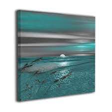 The oliver gal artist co. Okoart Canvas Wall Art Prints Teal Grey Coastal Beach Picture Paintings Modern Decorative Artwork For Living Room Wall Buy Online In Bahamas At Bahamas Desertcart Com Productid 81485197