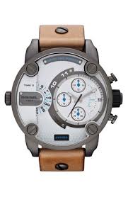 Diesel Little Daddy Chronograph Leather Strap Watch 51mm Erkek Saat Luks Saatler Saatler