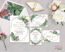 Cacti Wedding Invitation Printable Rose Gold Geometric Frame Succulent We Cactus Wedding Invitations Geometric Wedding Invitation Succulent Wedding Invitations