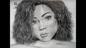 تعليم رسم بورتريه بالرصاص لفتاة سمراء مع الشعر المجعد Youtube How To Draw Hair Female Sketch Drawings
