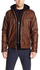 75 Calvin Klein Faux Leather Moto Jacket With Hoodie Brown Leather Bomber Jacket Leather Jacket Hoodie Faux Leather Moto Jacket