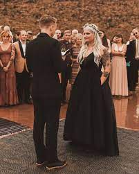 Black And Gold Tattooed Wedding In Zion Destination Wedding Planner Black Wedding Dresses Boho Wedding Gowns Boho Wedding Dress