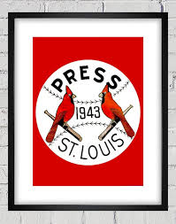 1943 Vintage St Louis Cardinals Press Pin Print Digital Reproduction