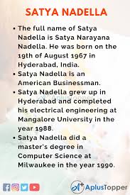 I first heard of covid at the end of january when it was spreading in china, and it was impacting our supply chain. 10 Lines On Satya Nadella For Students And Children In English A Plus Topper