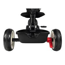 My oh was very heavy handed when assembling our first smart trike and pushed the whole locking section down too far and permanently broke it . Q Play Rito Folding Trike Grey Smyths Toys Uk