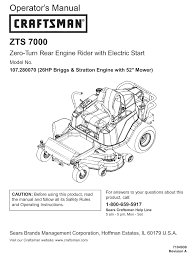 Maybe you would like to learn more about one of these? Craftsman Zts 7000 Operator S Manual Pdf Download Manualslib