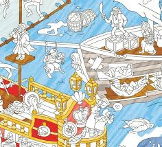Coloring pages can be torn along the dotted lines to make sharing and storing easier! Omy Maison Giant Coloring Poster Fun Illustration Poster Colour Poster
